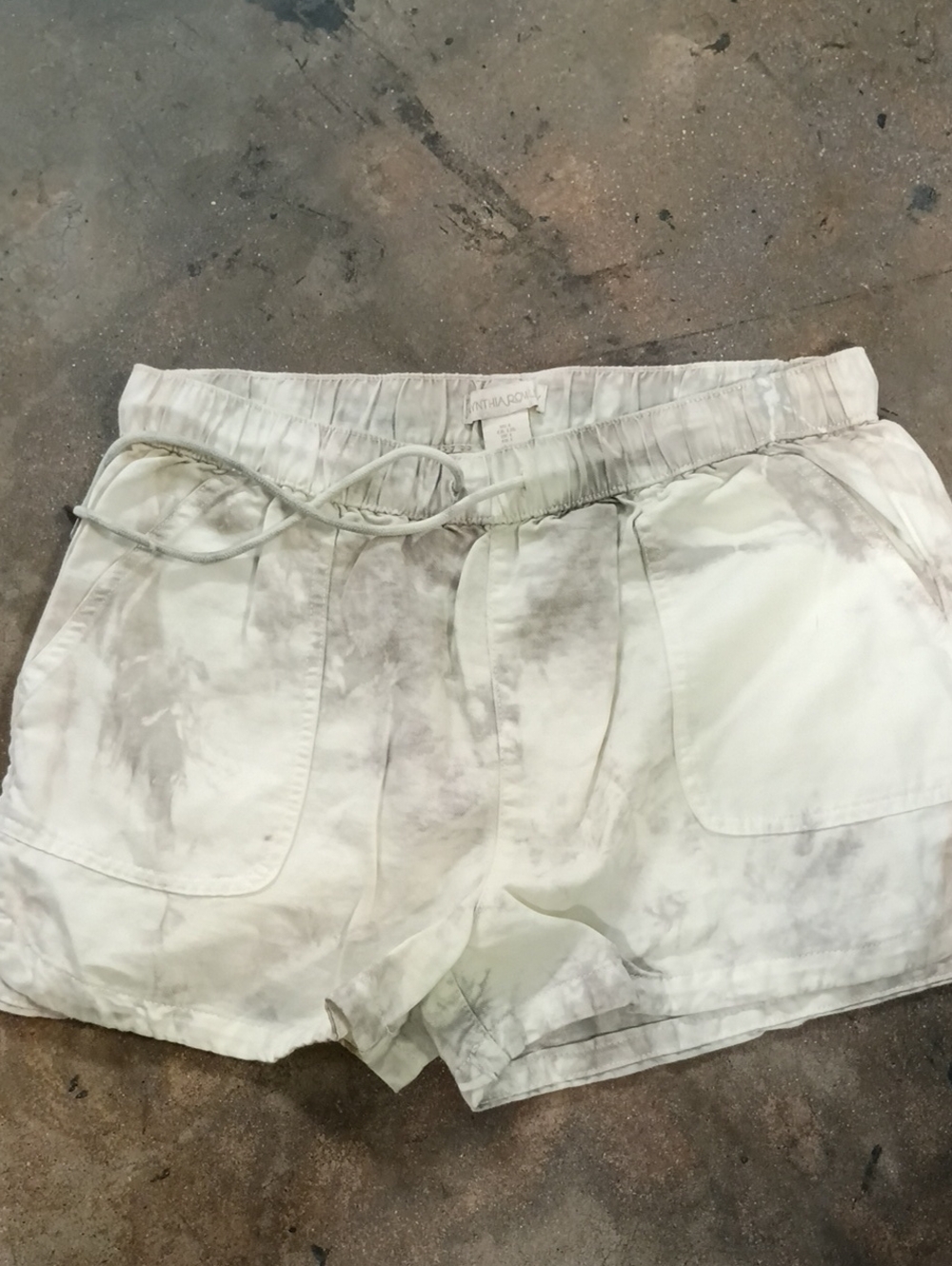 Cynthia Rowley White Tie-Dye Drawstring Athletic Shorts